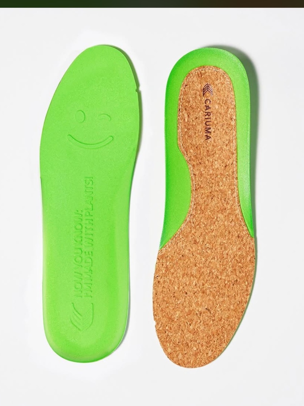Cariuma Cork Insoles with Bright Green Foam Edge
